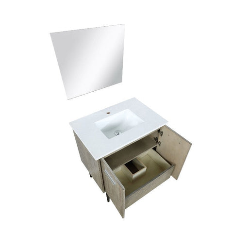 Image of Lexora Lancy Modern 30" Rustic Acacia Square Sink Bathroom Vanity Set w/ Labaro Rose Gold Faucet | LLC30SKSOSM28FRG