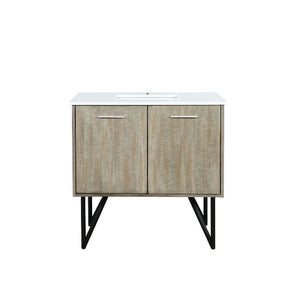 Lexora Lancy Modern Rustic Acacia 36" Square Sink Bathroom Vanity w/ White Quartz Top | LLC36SKSOS000