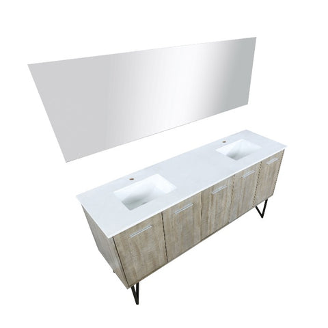 Image of Lexora Lancy Modern 72" Rustic Acacia Square Sink Bathroom Vanity w/ Labaro Brushed Nickel Faucet | LLC72DKSOSM70