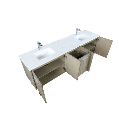 Image of Lexora Lancy Modern 80" Rustic Acacia Square Sink Bathroom Vanity Set w/ Monte Chrome Faucet | LLC80DKSOS000FCH
