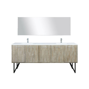 Lexora Lancy Modern 80" Rustic Acacia Double Square Sink Bathroom Vanity Set w/ Labaro Brushed Nickel Faucet | LLC80DKSOSM70FBN