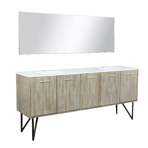 Image of Lexora Lancy Modern 80" Rustic Acacia Double Sink Bathroom Vanity Set w/ Labaro Brushed Nickel Faucet | LLC80DKSOSM70