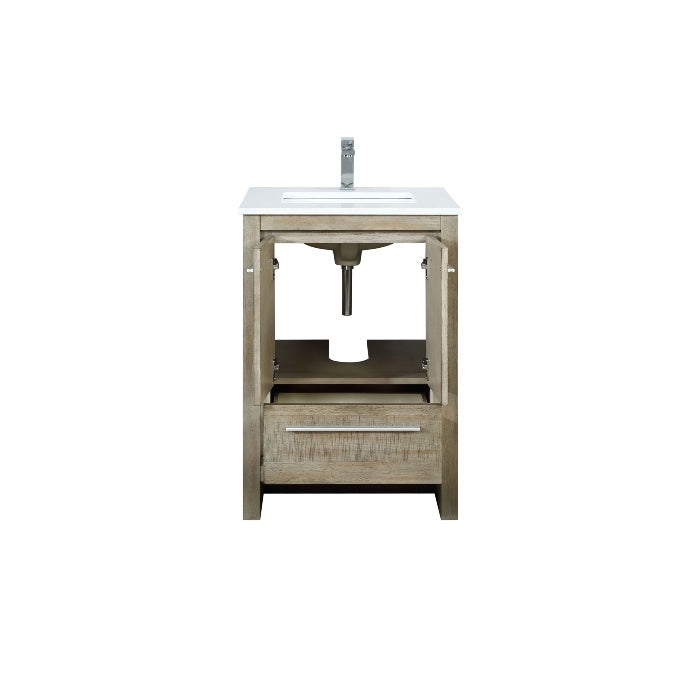 Lexora Lafarre Contemporary 24" Rustic Acacia Single Sink Bathroom Vanity with White Quartz Top and Monte Chrome Faucet | LLF24SKSOS000FCH