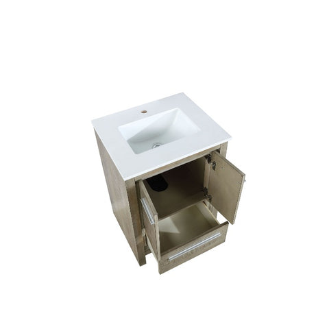 Image of Lexora Lafarre Contemporary 24" Rustic Acacia Single Sink Bathroom Vanity with White Quartz Top | LLF24SKSOS000