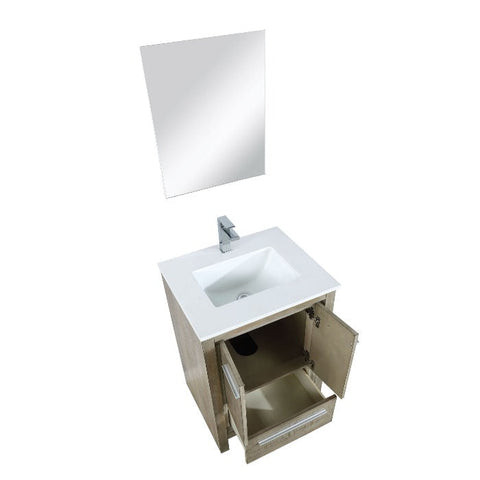 Image of Lexora Contemporary Lafarre 24" Rustic Acacia Single Sink Bathroom Vanity Set w/ Balzani Gun Metal Faucet | LLF24SKSOSM18FGM