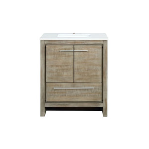 Lexora Lafarre Contemporary 30" Rustic Acacia Single Sink Bathroom Vanity with White Quartz Top | LLF30SKSOS000