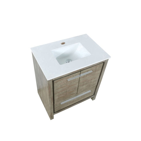 Image of Lexora Lafarre Contemporary 30" Rustic Acacia Single Sink Bathroom Vanity with White Quartz Top | LLF30SKSOS000