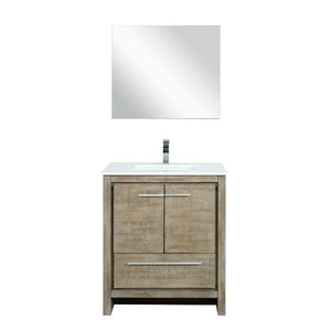 Lexora Lafarre Contemporary 30" Rustic Acacia Single Sink Bathroom Vanity Set w/ Monte Chrome Faucet | LLF30SKSOSM28FCH