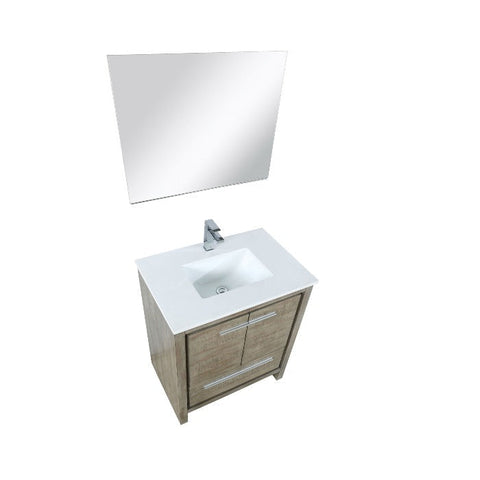 Image of Lexora Lafarre Contemporary 30" Rustic Acacia Single Sink Bathroom Vanity Set w/ Balzani Gun Metal Faucet | LLF30SKSOSM28FGM