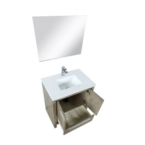 Image of Lexora Lafarre Contemporary 30" Rustic Acacia Single Sink Bathroom Vanity Set w/ Labaro Rose Gold Faucet | LLF30SKSOSM28FRG