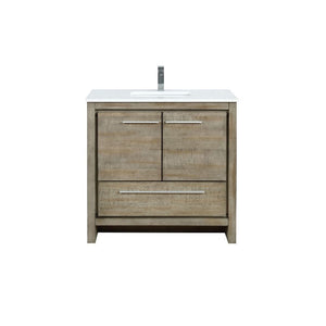 Lexora Lafarre Contemporary 36" Rustic Acacia Single Sink Bathroom Vanity w/ Labaro Rose Gold Faucet | LLF36SKSOS000FRG