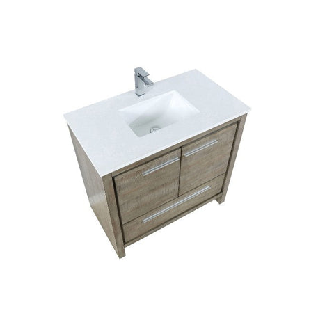 Image of Lexora Lafarre Contemporary 36" Rustic Acacia Single Sink Bathroom Vanity w/ Balzani Gun Metal Faucet | LLF36SKSOS000FGM