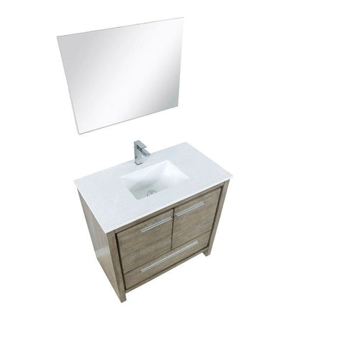 Image of Lexora Lafarre Contemporary 36" Rustic Acacia Single Sink Bathroom Vanity Set w/ Monte Chrome Faucet | LLF36SKSOSM28FCH