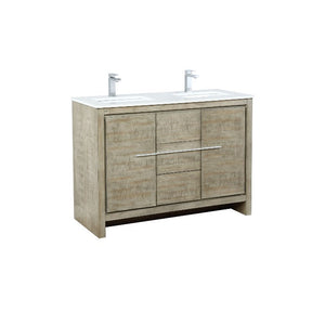 Lexora Lafarre Contemporary 48" Rustic Acacia Double Sink Bathroom Vanity w/ Monte Chrome Faucet | LLF48SKSOS000FCH