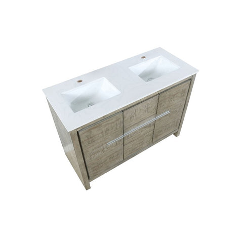 Image of Lexora Lafarre Contemporary 48" Rustic Acacia Double Sink Bathroom Vanity with White Quartz Top | LLF36SKSOS000