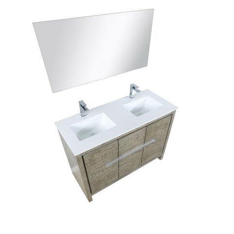 Image of Lexora Lafarre Contemporary 48" Rustic Acacia Double Sink Bathroom Vanity Set w/ Monte Chrome Faucet | LLF48SKSOSM43FCH