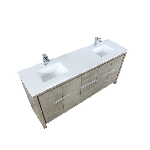 Image of Lexora Lafarre Contemporary 72" Rustic Acacia Double Sink Bathroom Vanity w/ Labaro Rose Gold Faucet | LLF72DKSOD000FRG