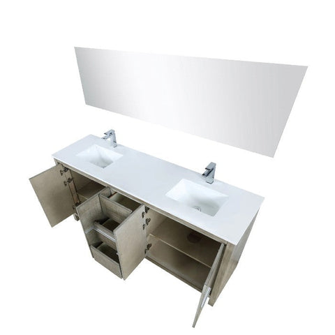 Image of Lexora Lafarre Contemporary 72" Rustic Acacia Double Sink Bathroom Vanity Set w/ Balzani Gun Metal Faucet | LLF72DKSODM70FGM