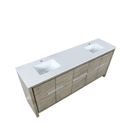 Image of Lexora Lafarre Contemporary 80" Rustic Acacia Double Sink Bathroom Vanity with White Quartz Top | LLF80DKSOD000