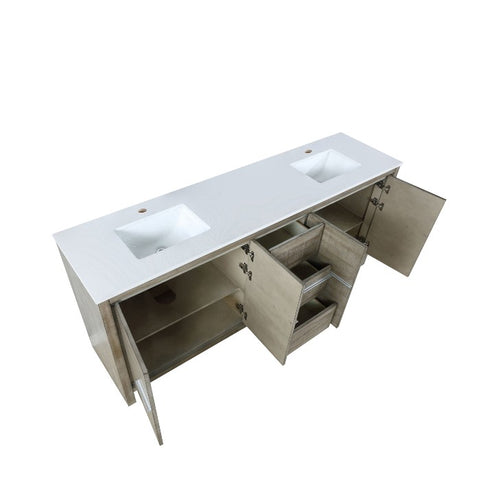Image of Lexora Lafarre Contemporary 80" Rustic Acacia Double Sink Bathroom Vanity with White Quartz Top | LLF80DKSOD000