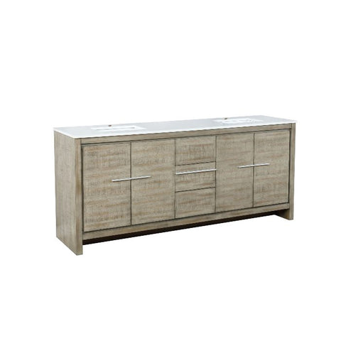 Image of Lexora Lafarre Contemporary 80" Rustic Acacia Double Sink Bathroom Vanity with White Quartz Top | LLF80DKSOD000