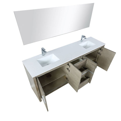 Image of Lexora Lafarre Contemporary 80" Rustic Acacia Double Sink Bathroom Vanity Set w/ Labaro Brushed Nickel Faucet | LLF80DKSODM70FBN