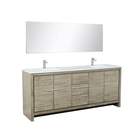 Image of Lexora Lafarre Contemporary 80" Rustic Acacia Double Sink Bathroom Vanity Set w/ Monte Chrome Faucet Set | LLF80DKSODM70FCH