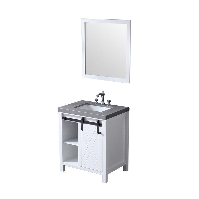 Marsyas 30" White Single Sink Vanity Set with Grey Quartz Top | LM342230SAASM28F