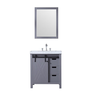 Marsyas 30" Dark Grey Single Sink Vanity Set with White Carrara Marble Top | LM342230SBBSM28F