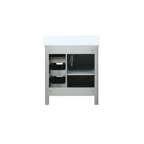 Image of Marsyas 30" Ash Grey Single Sink Vanity Set with White Quartz Top | LM342230SHCSM28F