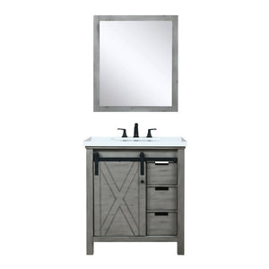 Marsyas 30" Ash Grey Single Sink Vanity Set with White Quartz Top | LM342230SHCSM28F