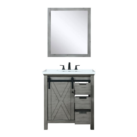 Image of Marsyas 30" Ash Grey Single Sink Vanity Set with White Quartz Top | LM342230SHCSM28F