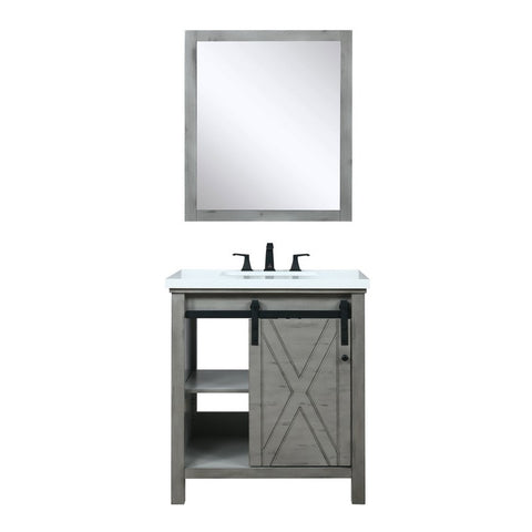 Image of Marsyas 30" Ash Grey Single Sink Vanity Set with White Quartz Top | LM342230SHCSM28F
