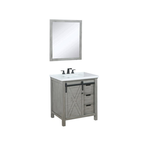 Image of Marsyas 30" Ash Grey Single Sink Vanity Set with White Quartz Top | LM342230SHCSM28F