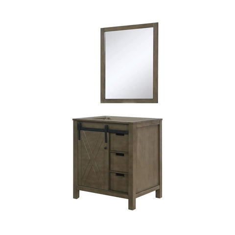 Image of Marsyas Modern 30" Rustic Brown Single Vanity, no Top and 28" Mirror | LM342230SK00M28