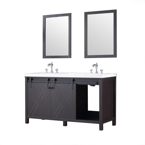 Image of Marsyas 60" Brown Double Vanity Set, White Quartz Top | LM342260DCCSM24F