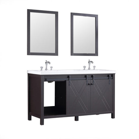 Image of Marsyas 60" Brown Double Vanity Set, White Quartz Top | LM342260DCCSM24F