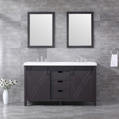 Image of Marsyas 60" Brown Double Vanity Set, White Quartz Top | LM342260DCCSM24F
