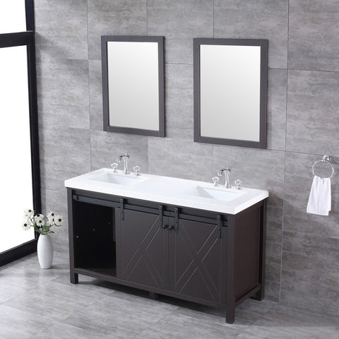 Image of Marsyas 60" Brown Double Vanity Set, White Quartz Top | LM342260DCCSM24F