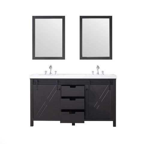 Image of Marsyas 60" Brown Double Vanity Set, White Quartz Top | LM342260DCCSM24F
