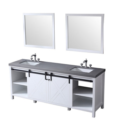 Image of Marsyas 84" White Double Vanity Set, Grey Quartz Top | LM342284DAASM34F
