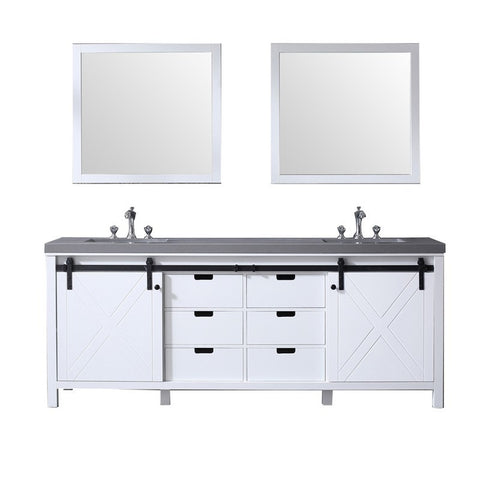 Image of Marsyas 84" White Double Vanity Set, Grey Quartz Top | LM342284DAASM34F