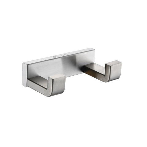 Image of Lexora Bagno Bianca Stainless Steel Double Robe Hook - Brushed Nickel | LRH18152BN