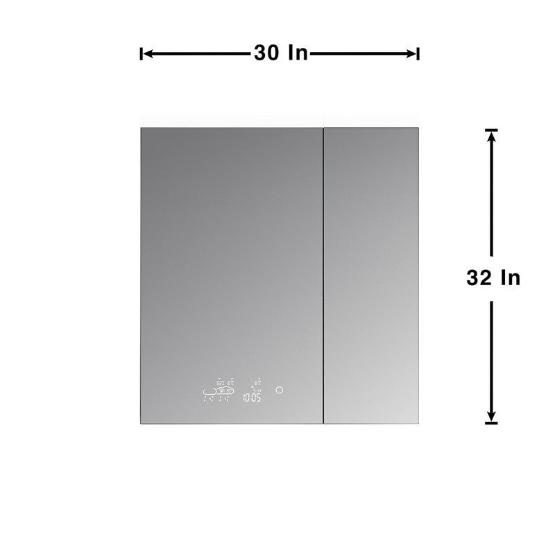 Lexora Savera 30" Wide x 32" Tall LED Medicine Cabinet w/ Defogger | LS3032LEDMC