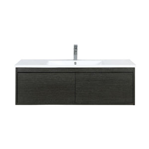 Lexora Sant Contemporary 48" Iron Charcoal Bathroom Vanity with Labaro Brushed Nickel Faucet | LS48SRAIS000FBN
