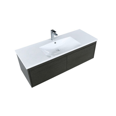 Image of Lexora Sant Contemporary 48" Iron Charcoal Bathroom Vanity with Monte Chrome Faucet | LS48SRAIS000FCH