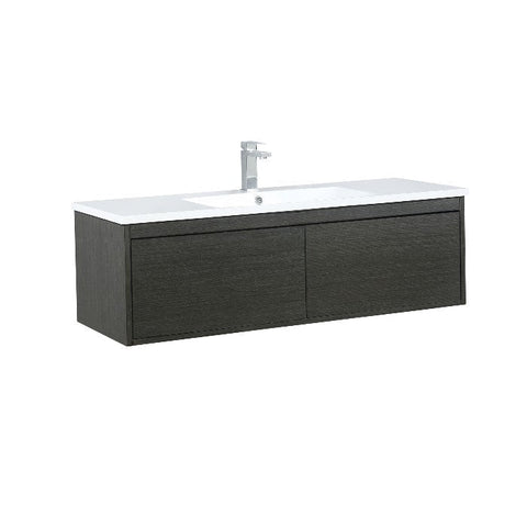 Image of Lexora Sant Contemporary 48" Iron Charcoal Bathroom Vanity with Labaro Rose Gold Faucet | LS48SRAIS000FRG