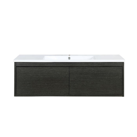 Image of Lexora Sant Contemporary 48" Iron Charcoal Bathroom Vanity and Acrylic Composite Top with Integrated Sink | LS48SRAIS000
