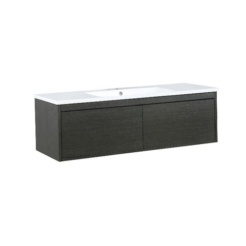 Image of Lexora Sant Contemporary 48" Iron Charcoal Bathroom Vanity and Acrylic Composite Top with Integrated Sink | LS48SRAIS000