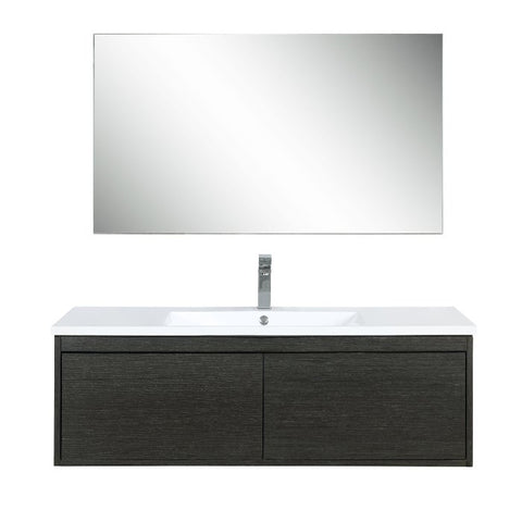 Image of Lexora Sant Contemporary 48" Iron Charcoal Bathroom Vanity Set with Labaro Brushed Nickel Faucet | LS48SRAISM43FBN